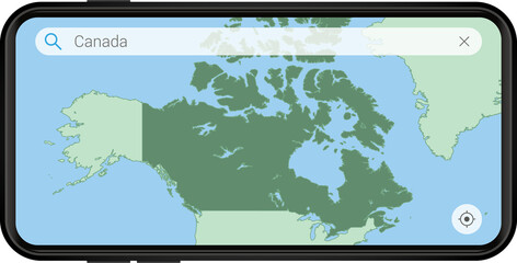 Searching map of Canada in Cell phone.