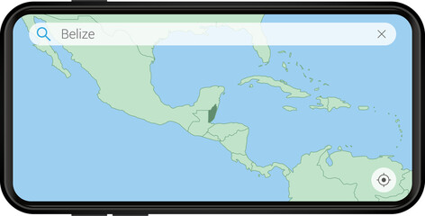 Searching map of Belize in Cell phone.
