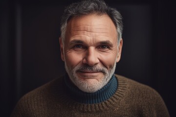 Obraz premium Portrait of a handsome mature man with grey hair and beard looking at camera