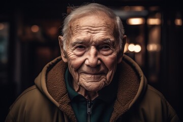 Portrait of an elderly man in a brown coat. Toned.