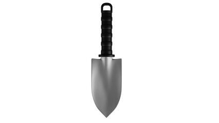 Hand garden shovel with black handle isolated on transparent background. Garden concept. 3D render