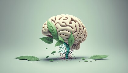 brain green health herb concept think green by ai generative 