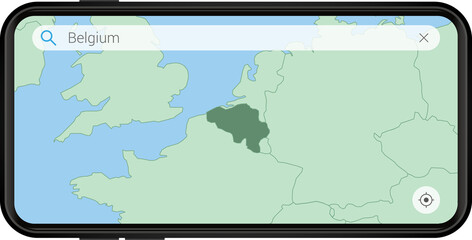 Searching map of Belgium in Cell phone.