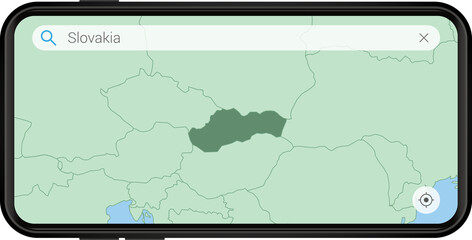 Searching map of Slovakia in Cell phone.