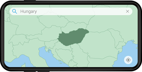 Searching map of Hungary in Cell phone.