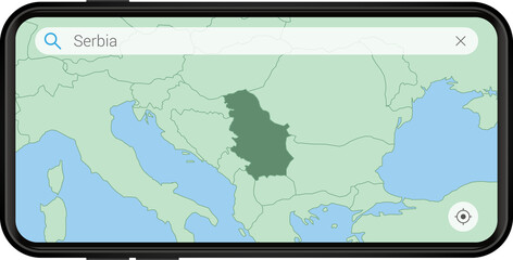 Searching map of Serbia in Cell phone.