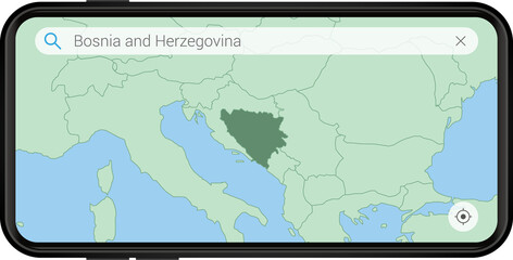 Searching map of Bosnia and Herzegovina in Cell phone.