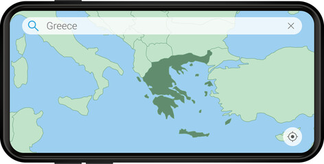 Searching map of Greece in Cell phone.
