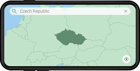 Searching map of Czech Republic in Cell phone.