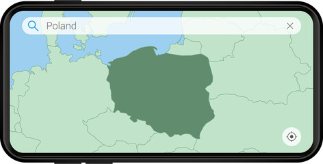 Searching map of Poland in Cell phone.