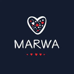 (Marwa) Calligraphy name, Vector illustration.