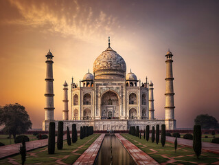 Breathtaking Shot of the Taj Mahal - India's Iconic Mausoleum - generative ai