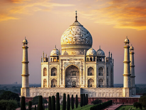 Breathtaking Shot of the Taj Mahal - India's Iconic Mausoleum - generative ai