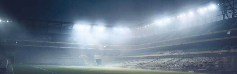 a smoky fogy sports venue, stadium at night with t