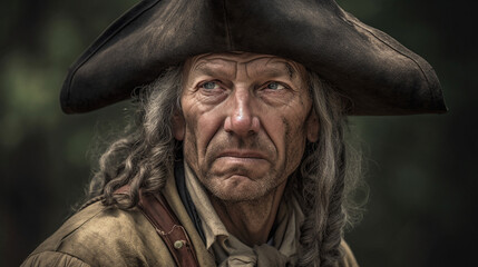 An epic portrait of an American Revolutionary Soldier, a soldier of the American revolution war of the United States