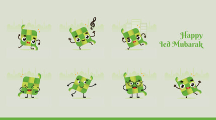 Obraz premium Set of Character Ketupat Lebaran