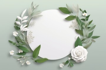 Fototapeta na wymiar Elegant Floral Frame with Central Copy Space, Generative AI