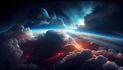 Splendid background cloudscape above the earths atmosphere. AI generated