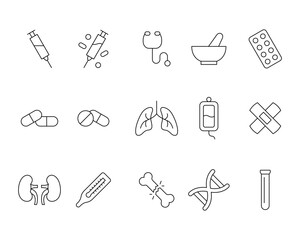 Medical line icon set. Editable vector stroke