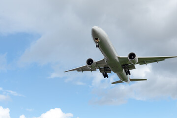 big plane flies in the sky