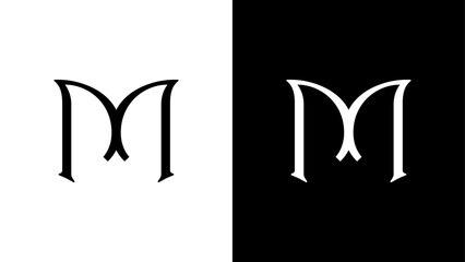 Creative and Minimalist Letter M Logo Design Icon, Editable in Vector Format in Black and White Color, Universal elegant vector sign design. Premium business logotype.