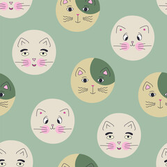 Funny cat face, abstract personage, mascot design, funny face, cute icon.