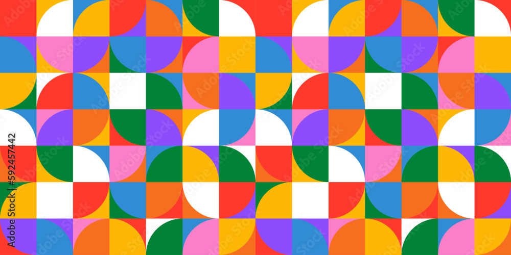 Aufkleber colorful geometric mosaic seamless pattern illustration with creative abstract shapes. modern scandi