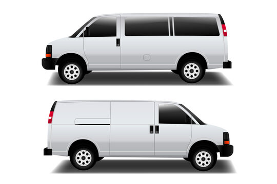 realistic white classic minivan cargo isolated - 3d illustration