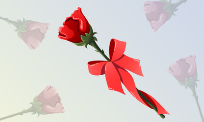 red rose background with ribbon