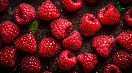 Raspberries background. Raspberries close-up shot.