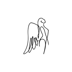 vector illustration of an angel with wings line concept