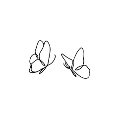 vector illustration of two butterflies line concept