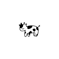 cute cow doodle illustration vector