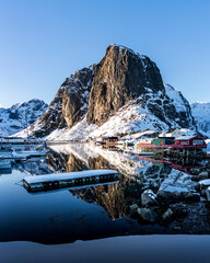 Mountain Reflection in Water in Lofoten