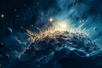 Fototapeta premium deep space, a planet explosion, wallpaper, background, generative ai