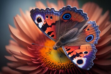 Close-up of Butterfly on Flower. AI