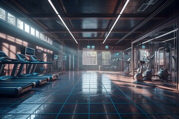 Obraz na płótnie Canvas Modern gym interior - AI generative. Generative AI