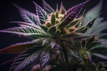 A close-up view of a cannabis plant. AI