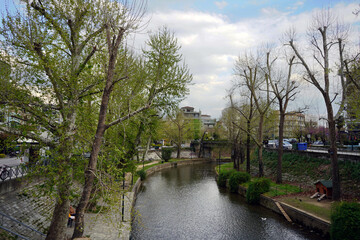 Fototapeta na wymiar View of Litheos river at Trikala.