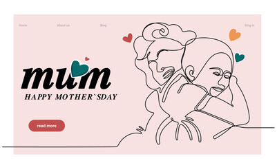 Happy Mother's Day handwritten lettering. Continuous line drawing text design. Vector illustration. Vector illustration