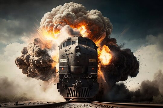 Train Explosion Transporting Hazardous Materials Causes Chaos. AI