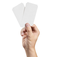 Two tickets or coupons in hand, cut out