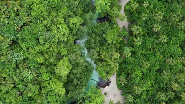 LAGUNA AZUL TURQUESA PARAISO SAMANA RIO CA&Ntilde;O FRIO REPUBLICA DOMINICANA 4K