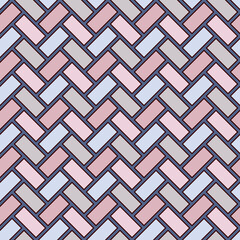 Herringbone wallpaper. Parquet background. Seamless pattern with repeated rectangular tiles. Classic geometric ornament