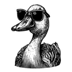 cool duck wearing sunglasses, goose illustration © Satoru Sketches