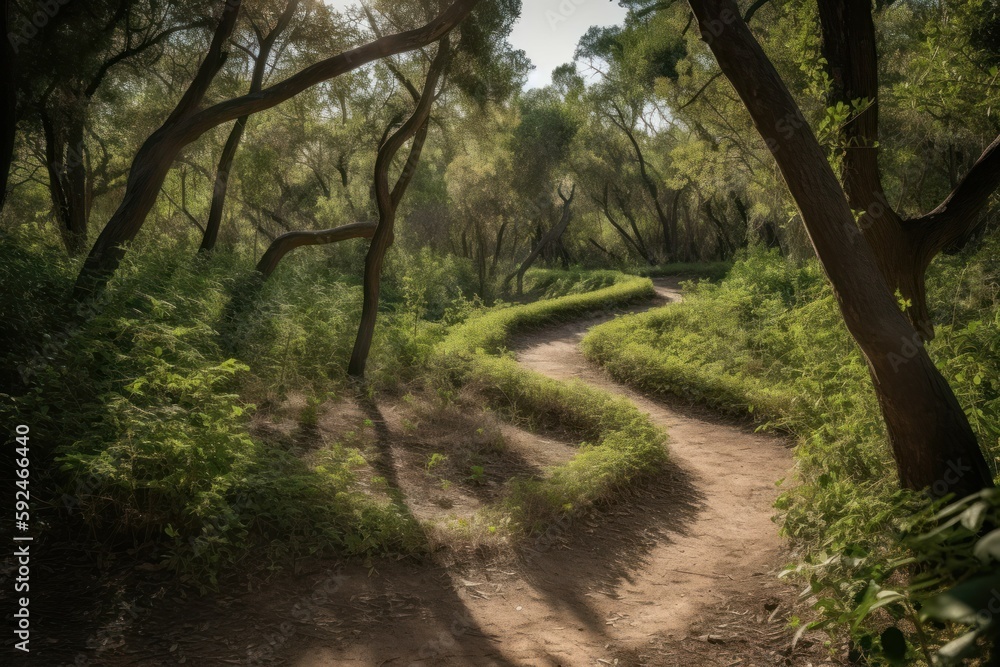 Wall mural Twisting paths provide an opportunity for exploration and adventure. Generative AI