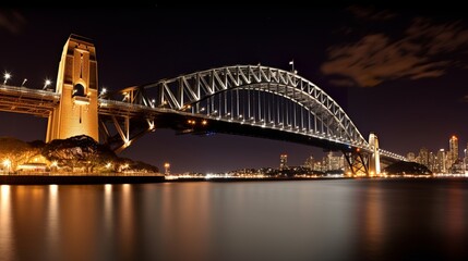 Naklejka premium Nocturnal Beauty: Sydney Harbour, Opera House and Harbour Bridge