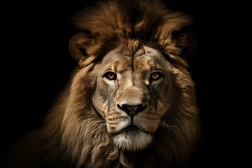 Obraz na płótnie Canvas Lion with a crown on his head. Generative AI