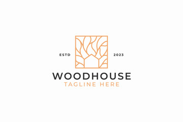 Wood House Business Property and Real Estate Natural Rustic Concept Sign Symbol Template Logo