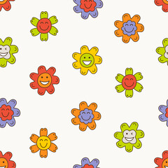 Smiling flower, abstract personage, mascot design, funny face, cute icon